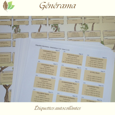 Étiquettes autocollantes Générama (fond coloré)