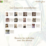 Un exemple de planche d'étiquettes personnalisées avec des photos